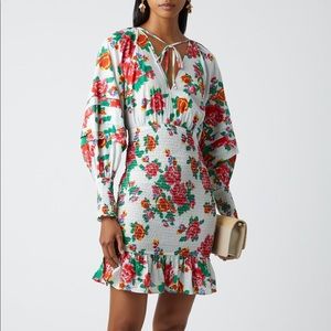 Rhode Anya Smocked Floral Printed Mini Dress